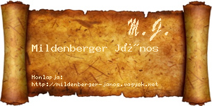 Mildenberger János névjegykártya